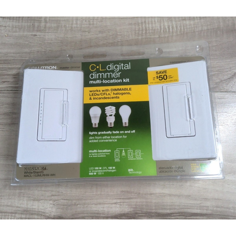 Lutron MACL-153MLRHW-WH Master Dimmer Kit 2 Pack White LED+